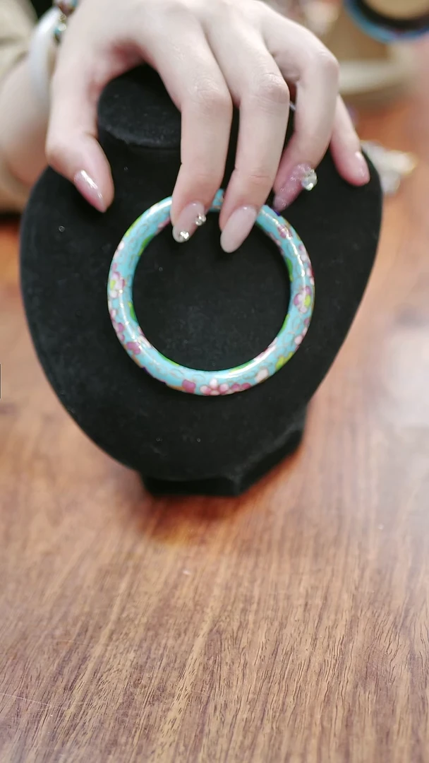 景泰蓝公主镯 55-60可戴/0.8细版 天蓝