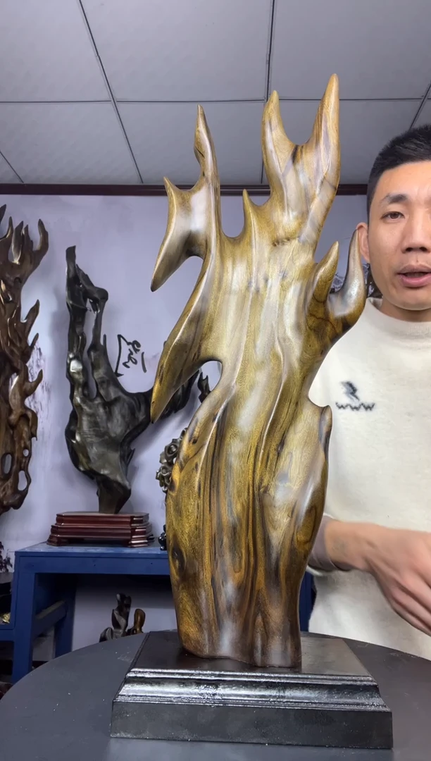 金丝楠木雕款焚**海金丝楠木工艺品摆件