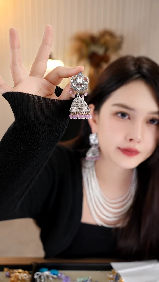 铜合金合成立方氧化锆福利款耳饰