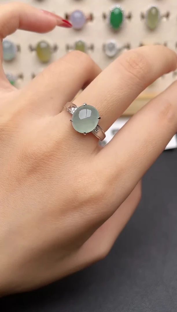 【闪购商品】翡翠戒指银S925镶嵌一物一证一礼盒