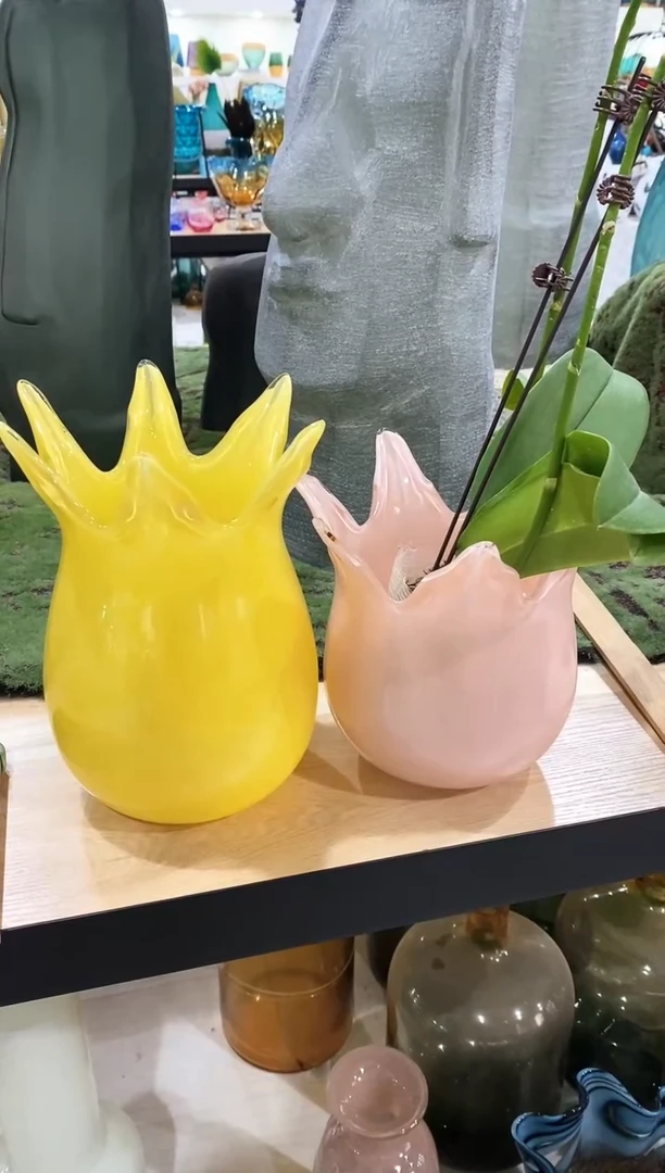 慕忆家手作琉璃花瓶一对