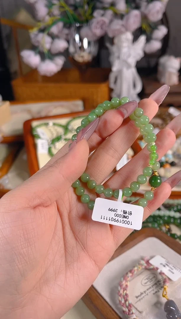 银S925镶嵌手链和田玉多样性发其一孤品默认微瑕