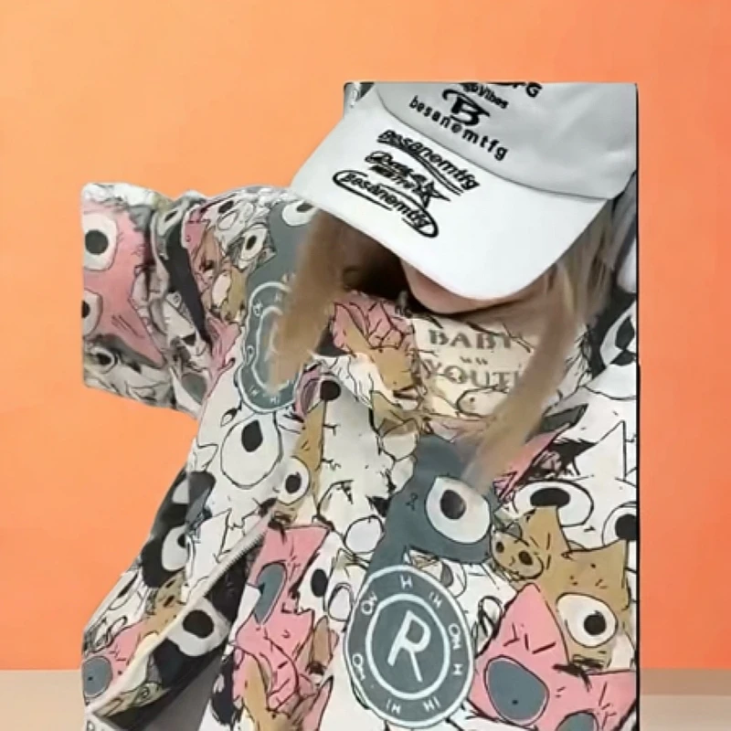 爆款印花羽绒服Y120防水户外时尚百搭情侣滑雪韩版卡通多口袋