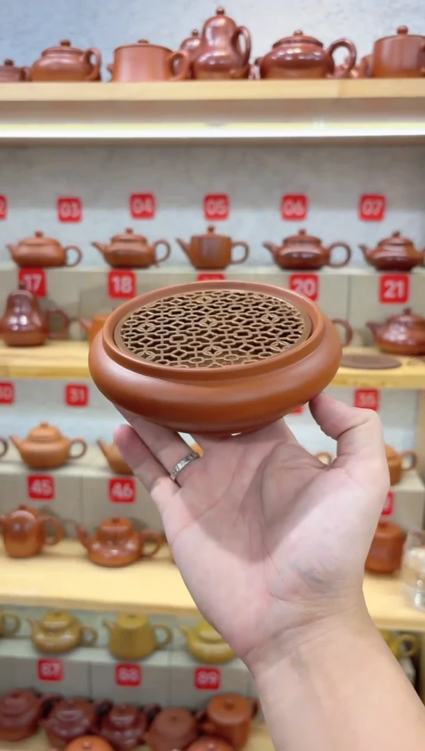 茶壶紫砂开播浮力镂空壶承内直径10外直径13
