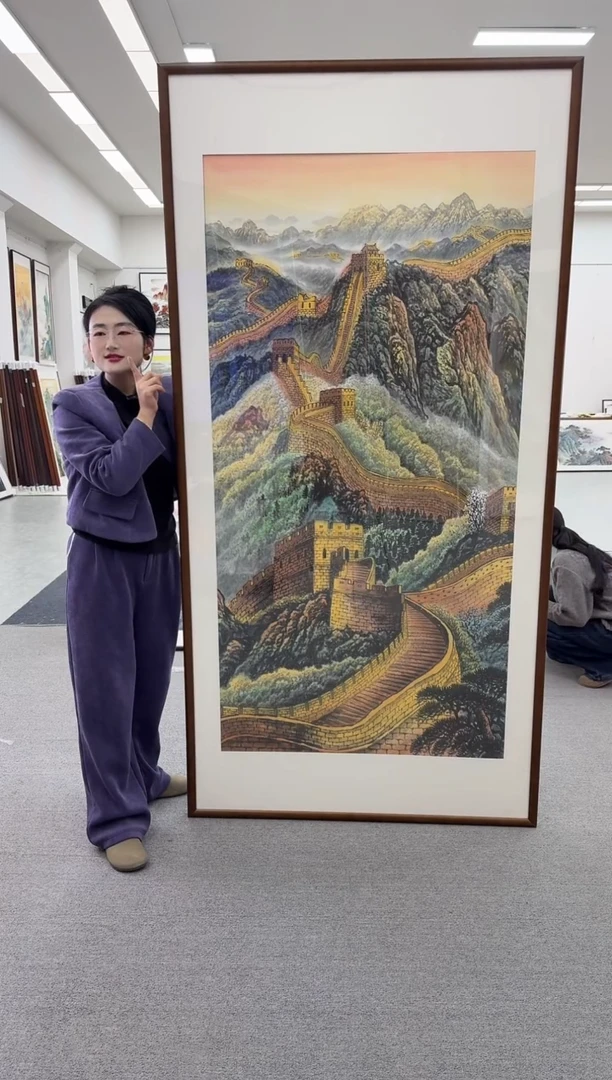 国画手绘  219*110  万里长城