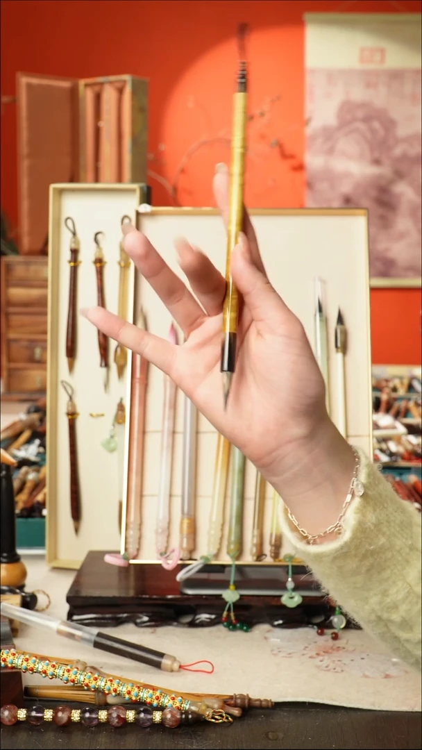 6号闪孤品高货毛笔链接 清水试笔 蘸墨不退