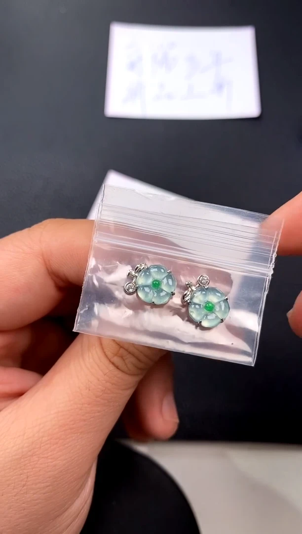 【闪购商品】翡翠耳饰银S925镶嵌买断价