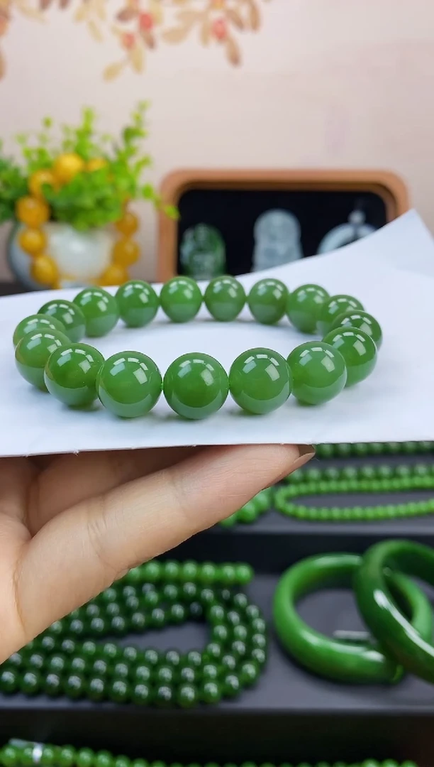 未镶嵌手串和田玉（碧玉）和田碧玉12MM手串