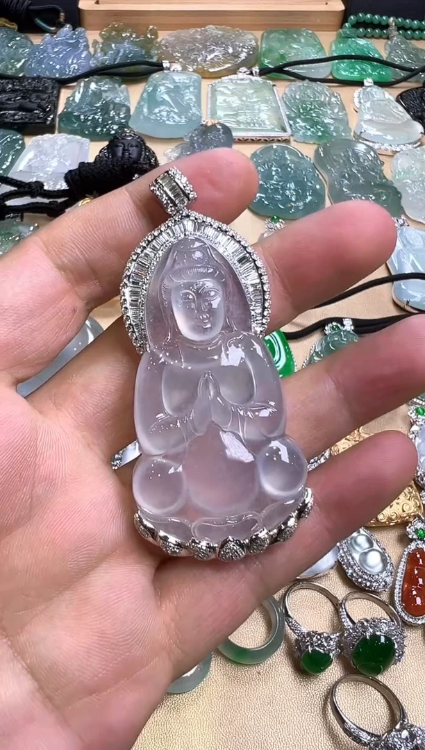 颈饰18K金镶嵌翡翠天然缅甸翡翠