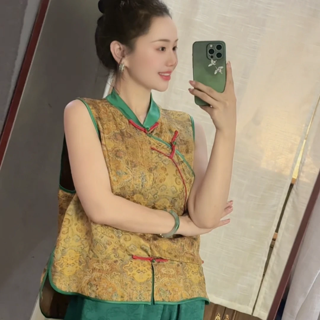 宫廷 芳华设计新中式复古提花马甲国风百搭提花马甲FH-A073