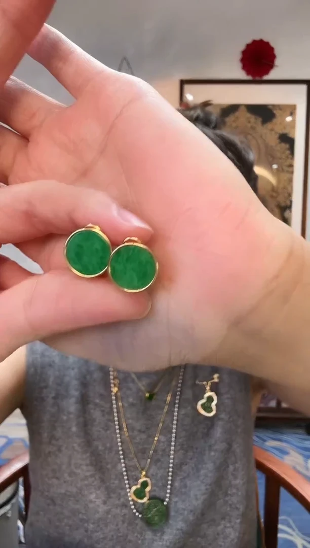 【闪购商品】翡翠颈饰银S925镶嵌耳饰