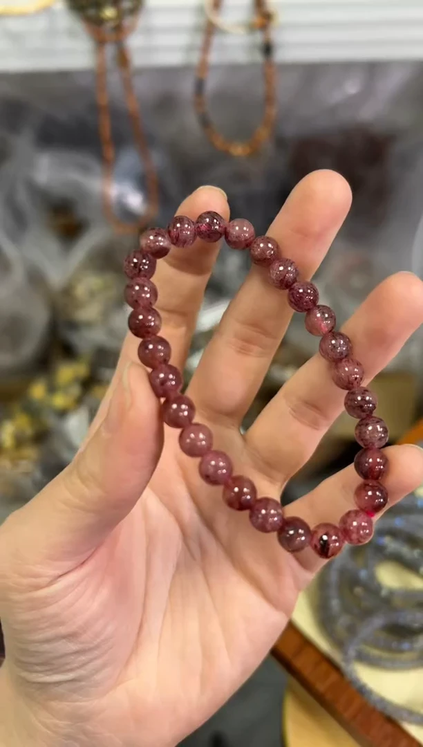 【闪购商品】水晶手链未镶嵌超七草莓水晶圆珠手链[3698]