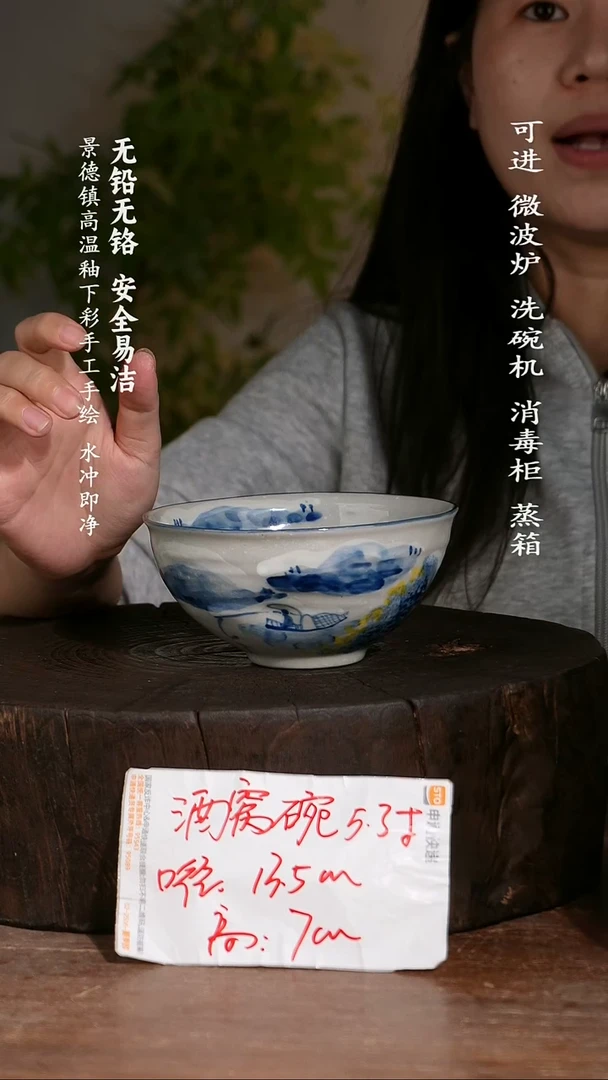 碗陶瓷景德镇高温瓷釉下彩手绘陶瓷