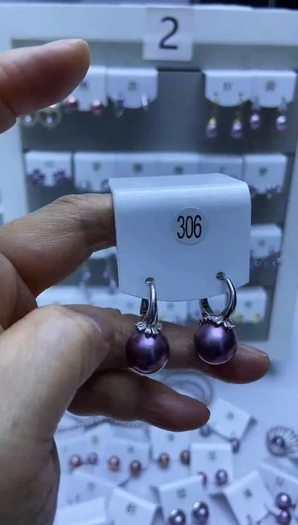 银S925镶嵌耳饰淡水珍珠306