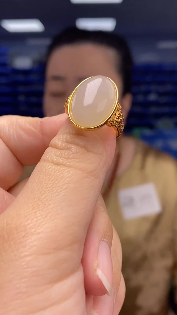 银S925镶嵌戒指和田玉JZ2231