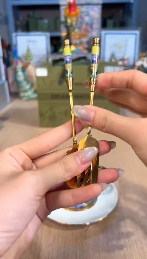 【闪购商品】杯233梵高鸢尾勺子+叉