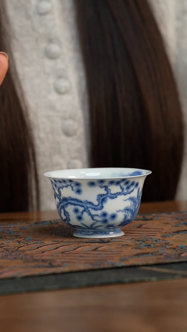 【闪购商品】望月怀古薄胎 松竹梅撇口