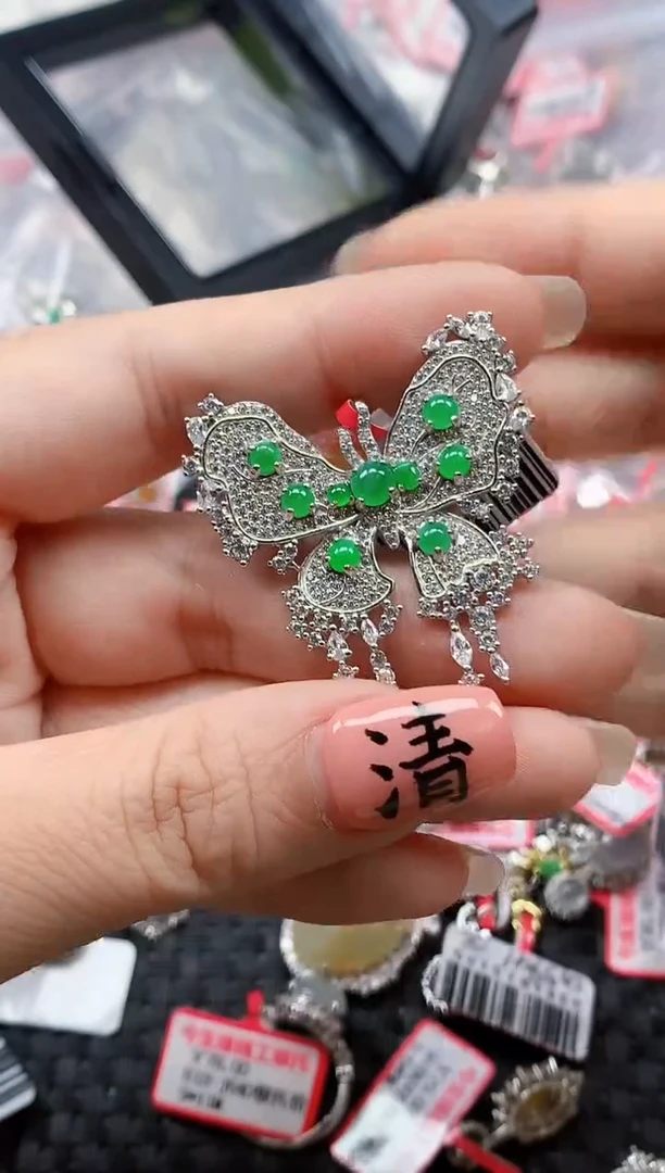 银S925镶嵌戒指翡翠天然A货缅甸翡翠