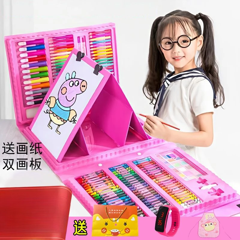 儿童画板礼物水彩笔绘画套装可洗彩色笔画画彩铅画笔蜡笔油画棒