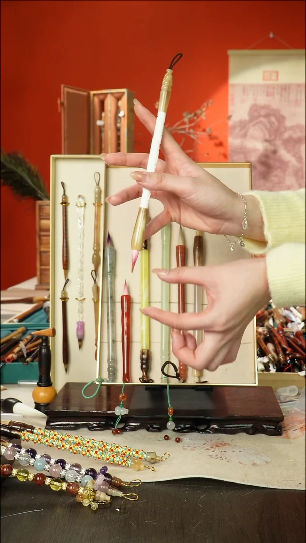 95号闪孤品高货毛笔链接 清水试笔 蘸墨不退