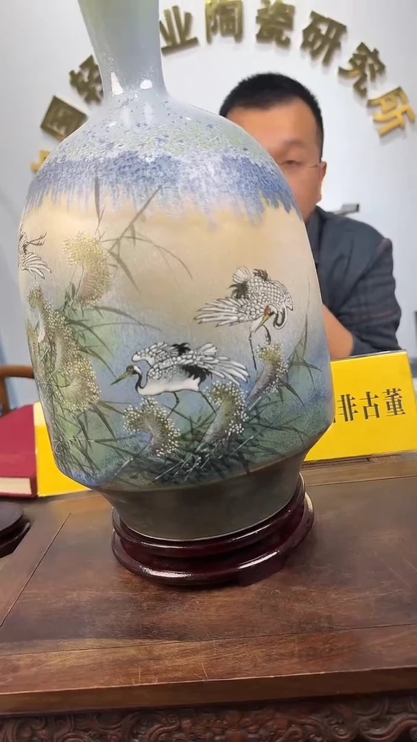 景德镇精美陶瓷仙鹤瓶