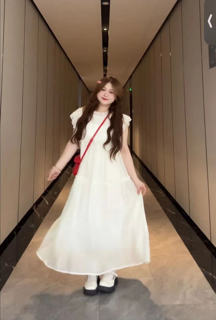 法式小众法式夏季吊带裙森系大码连衣裙收腰温柔小飞袖620