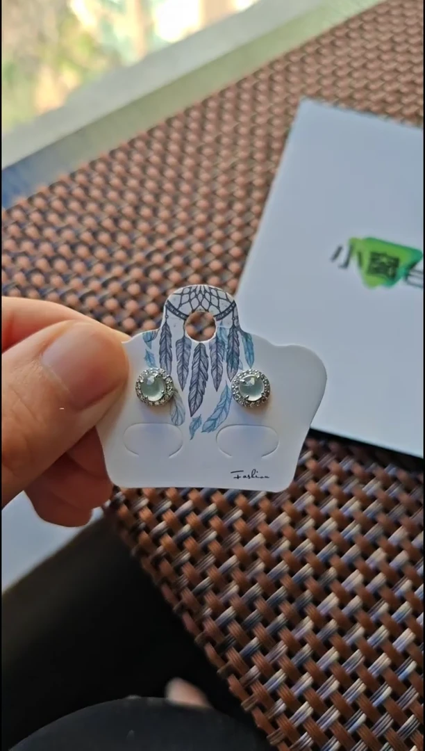 【闪购商品】翡翠耳饰银S925镶嵌翡翠耳饰S925银镶嵌