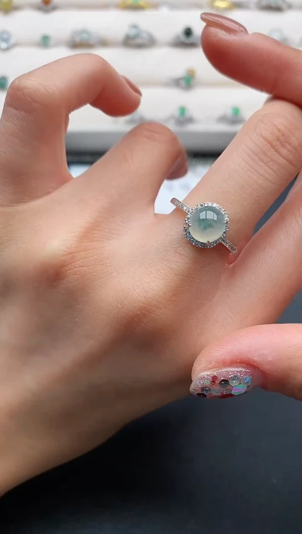 银S925镶嵌戒指翡翠2222222+2