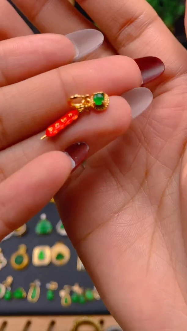 吊坠(不含链)银S925镶嵌翡翠糖葫芦