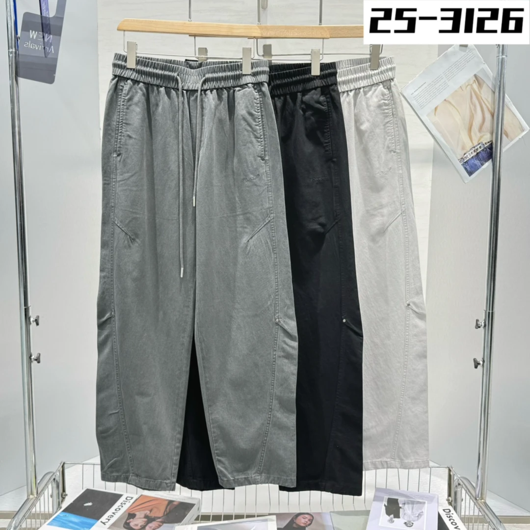 春夏新款莱赛尔棉弯刀微阔直筒休闲裤3126