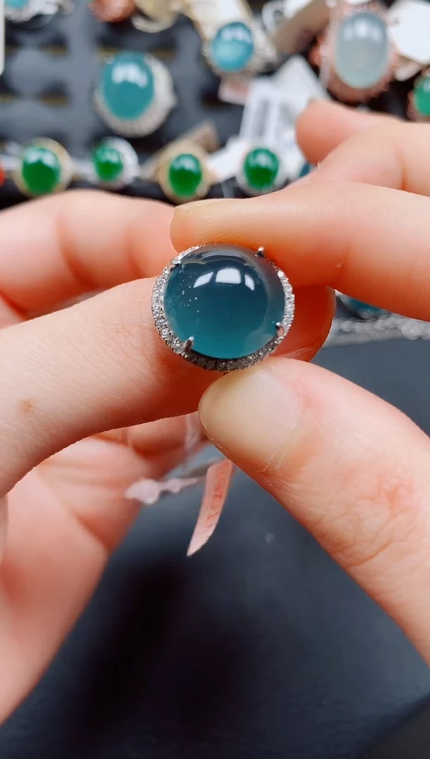 银S925镶嵌戒指翡翠翡翠