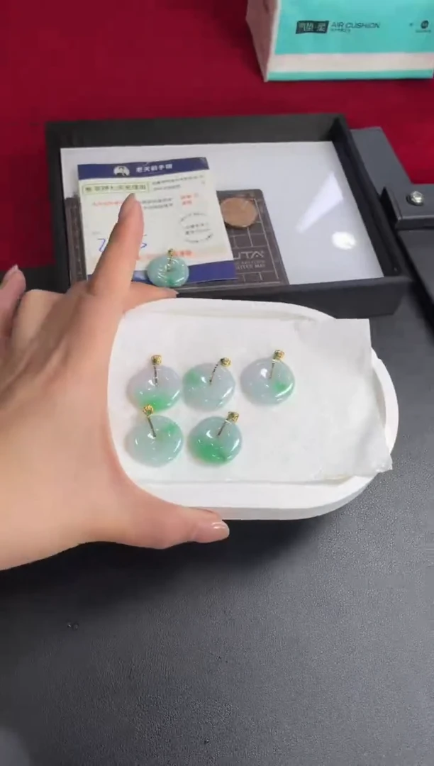 【闪购商品】翡翠挂件18K金镶嵌平安扣FL20配绳/多样性发其一CP