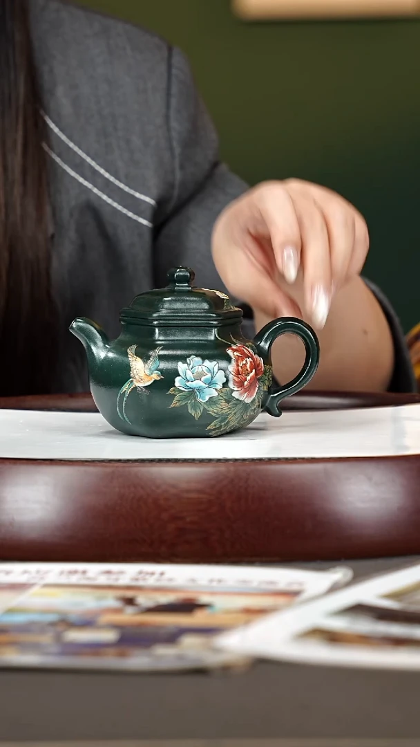 茶壶紫砂51YJY六方莲子 老绿泥柴烧