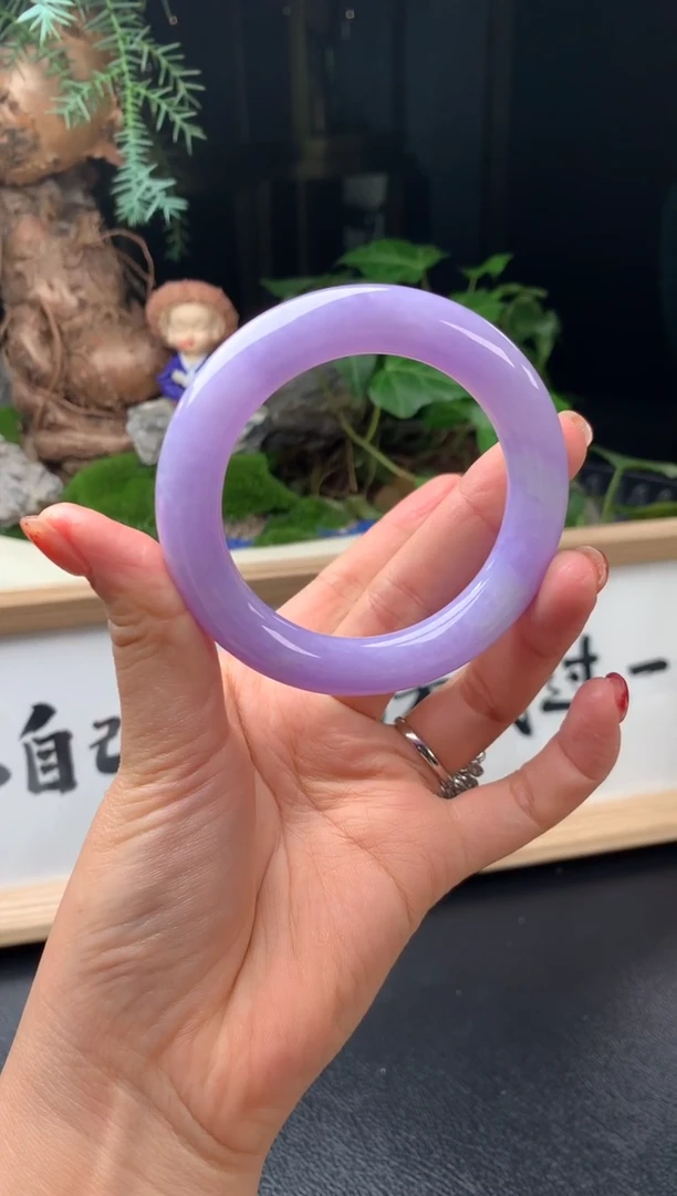 未镶嵌手镯翡翠满紫圆条胖圆55+