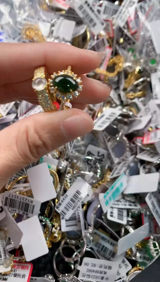 银S925镶嵌戒指翡翠666   5