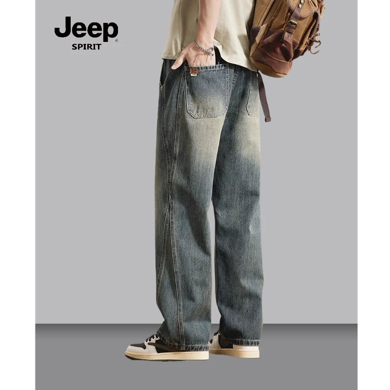 JEEP吉普男士复古直筒牛仔裤夏季休闲百搭宽松男款爆款2025新款