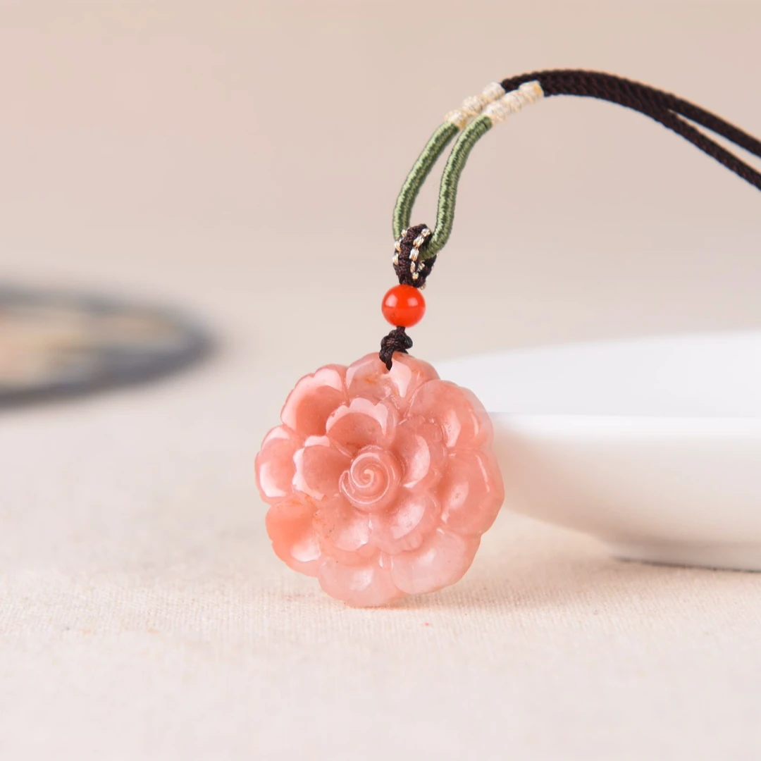 天然桃花酿花女款吊坠正品金丝玉挂坠花开富贵气质百搭多样性发货