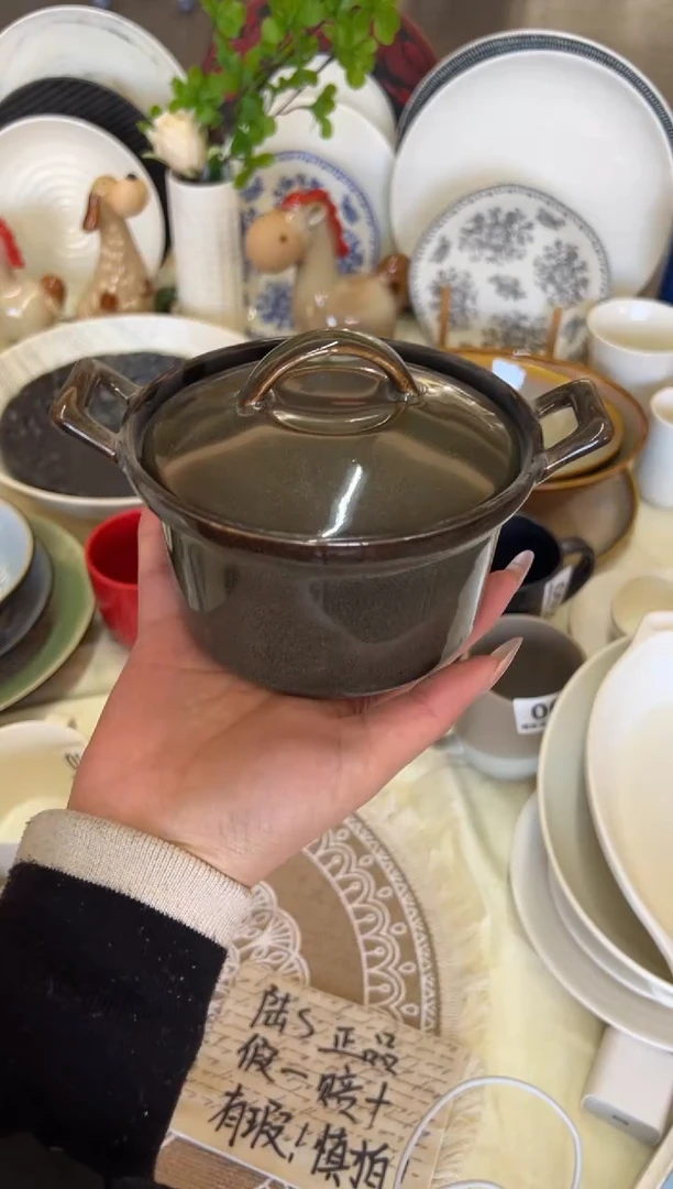 新骨瓷015瑕疵 鳞彩灰绿 高款炖盅