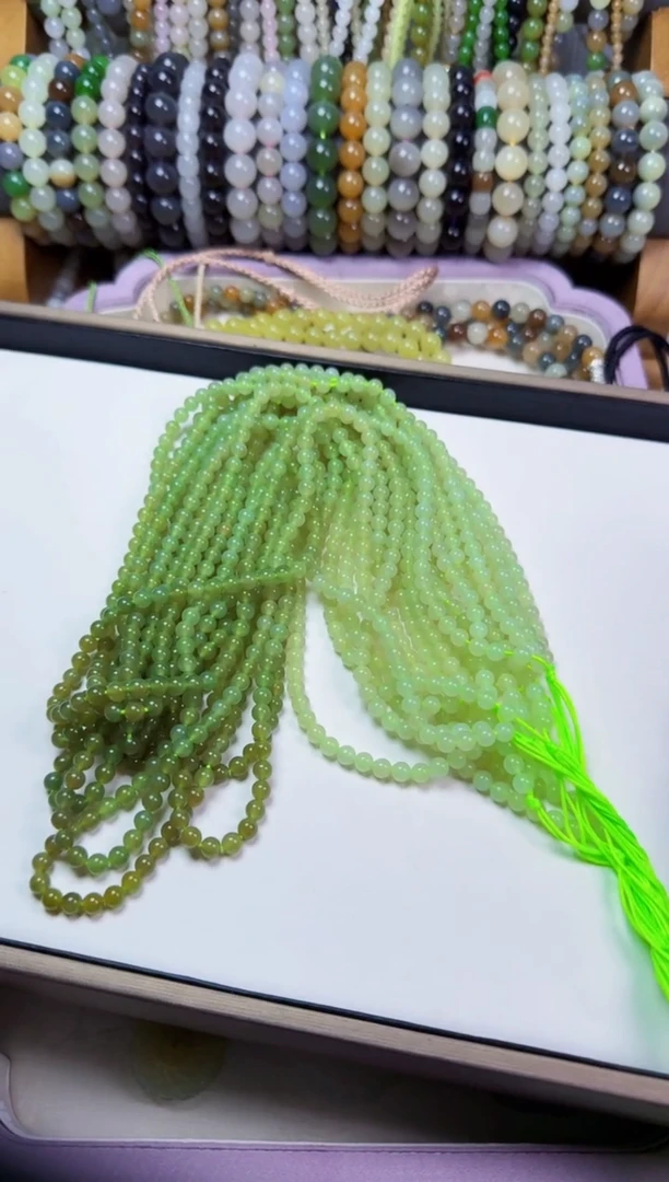 和田玉未镶嵌项链5mm渐变108项链多样性发其一