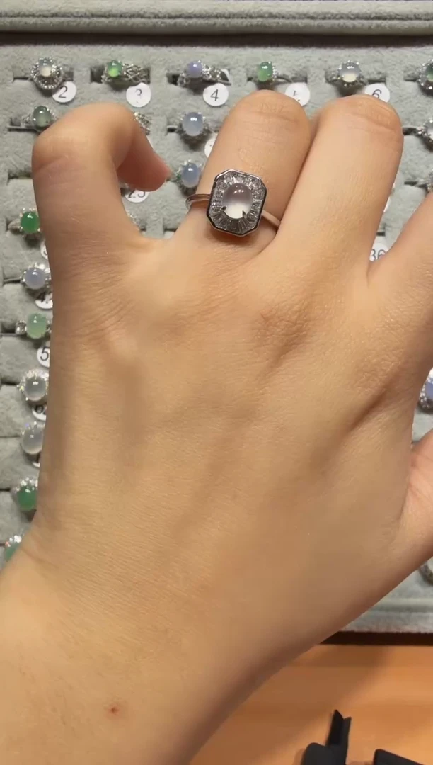 银S925镶嵌戒指翡翠G**o缅甸A货翡翠戒指