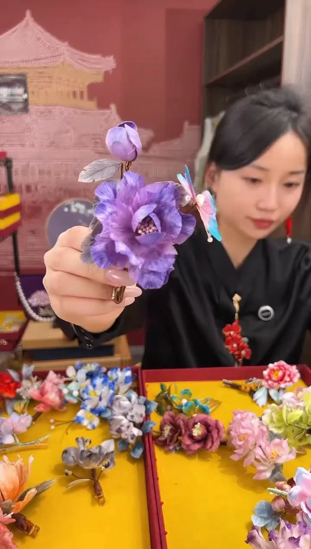 【闪购商品】刺绣非遗绒花（发饰）