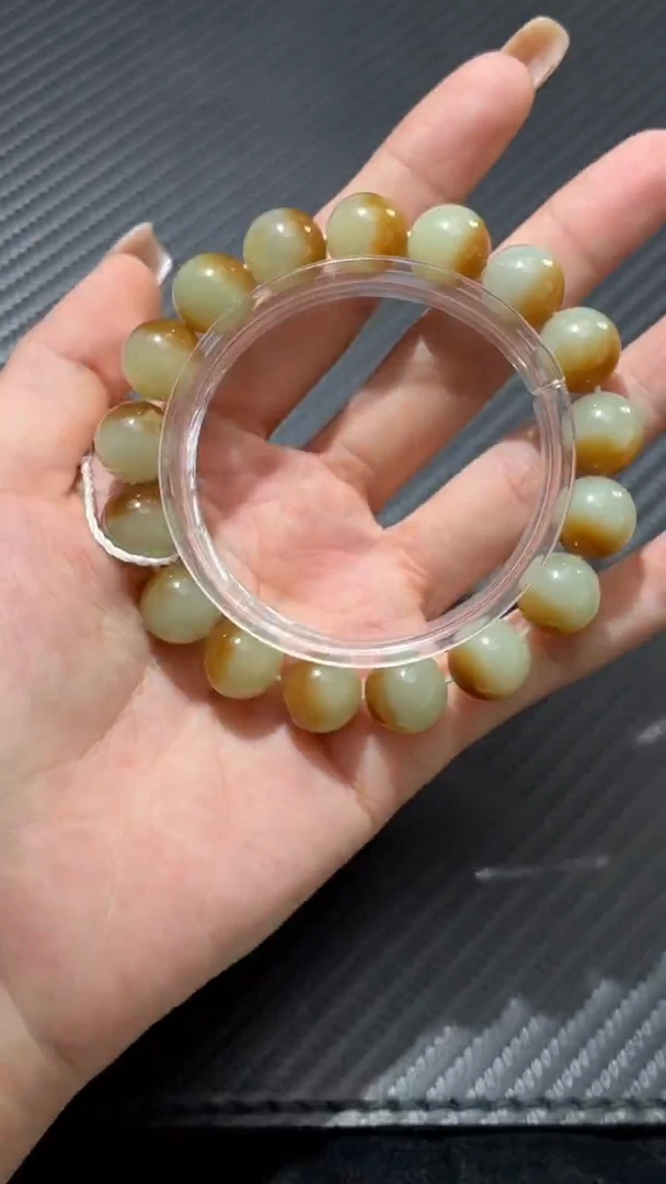 未镶嵌手串和田玉若羌聚宝盆微色差卡12圆珠手串确认返175米