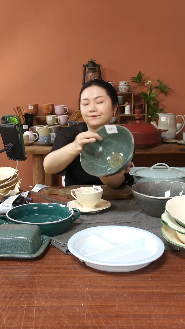 陶瓷B381陶瓷斗笠碗一件套瑕疵