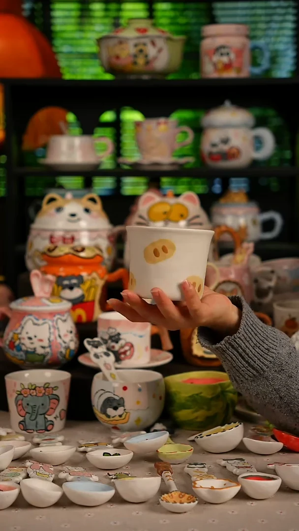 陶瓷无盖款景德镇高温釉下彩纯手绘创意瓷 默认微瑕 不退不换