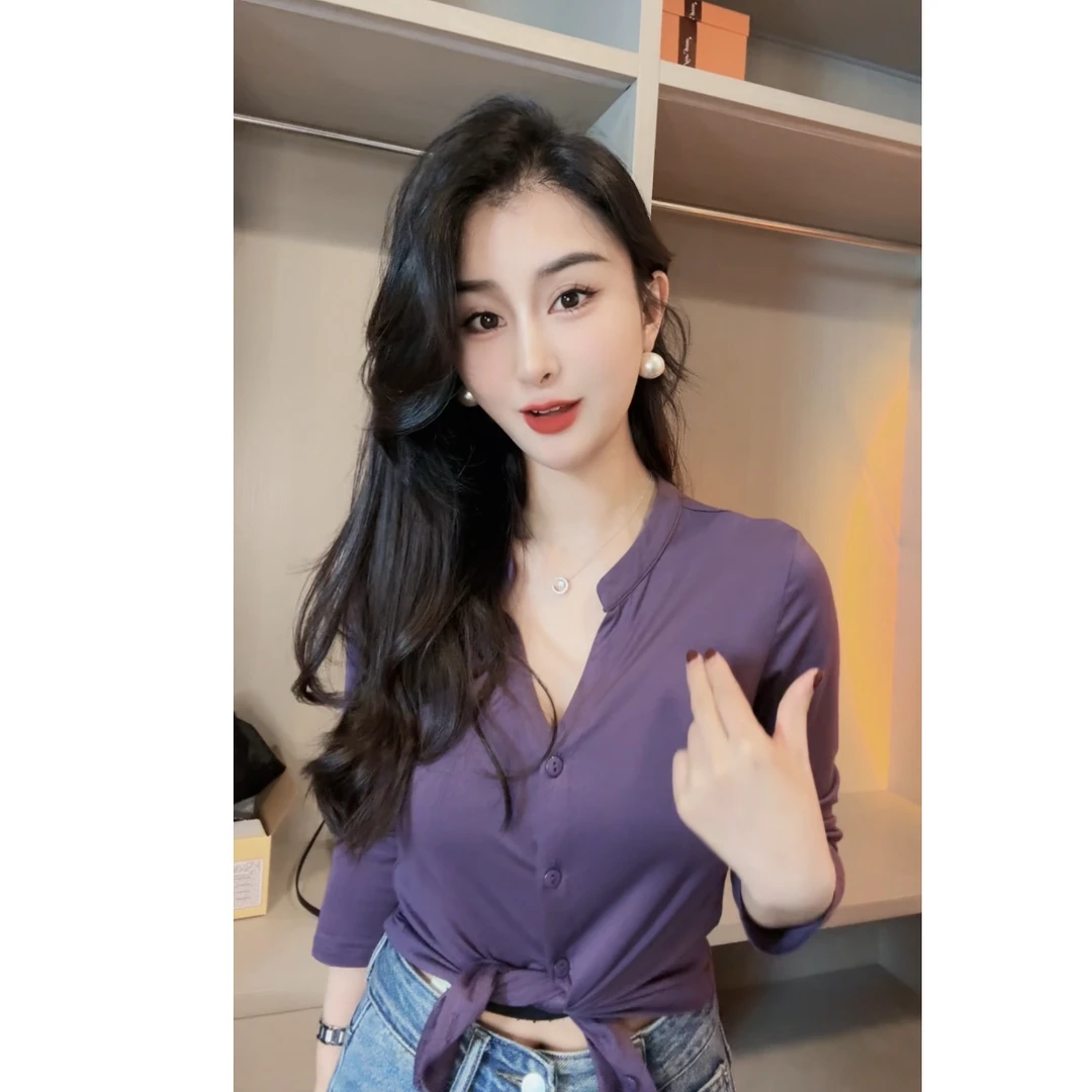 【欣欣精选】春夏新款洋气显瘦百搭气质长袖打底衫上衣3023