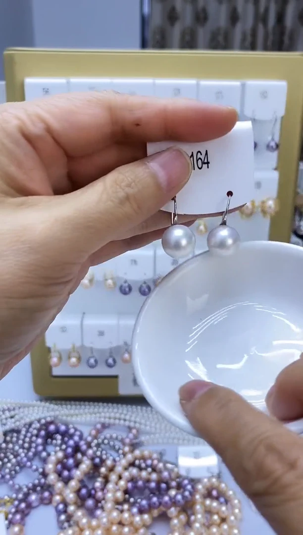 银S925镶嵌耳饰淡水珍珠164