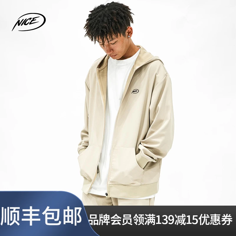 NICEID NICE 华夫格连帽拉链外套队服篮球训练服防风保暖开襟长袖