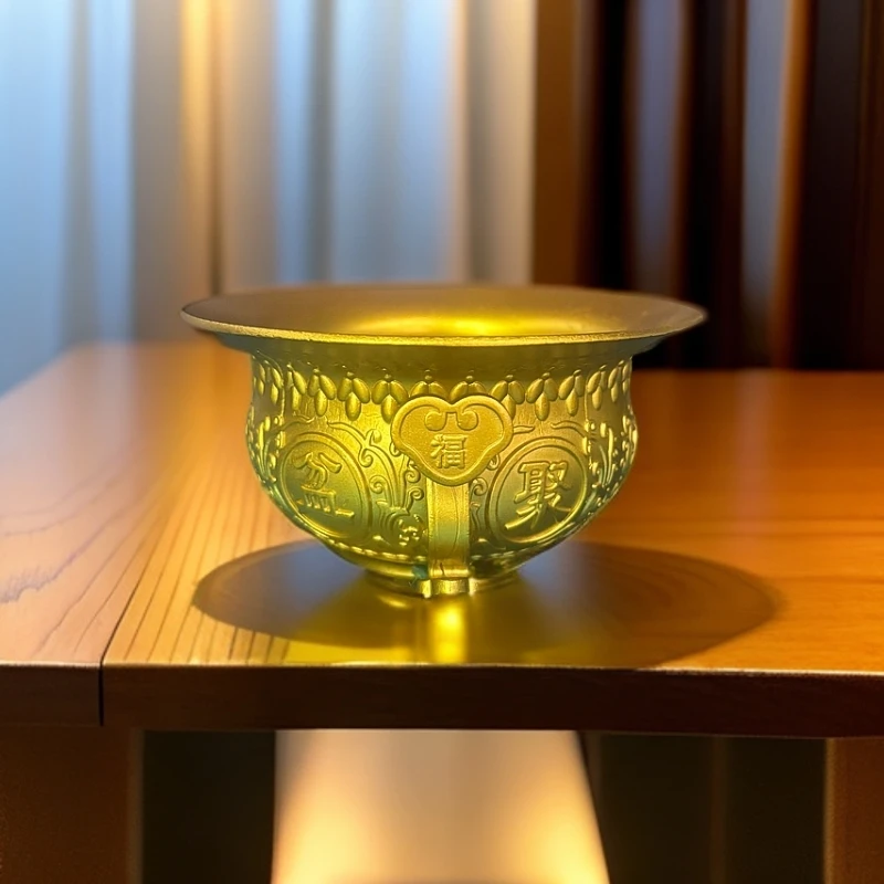 古如意铜质聚宝盆装饰铜盆