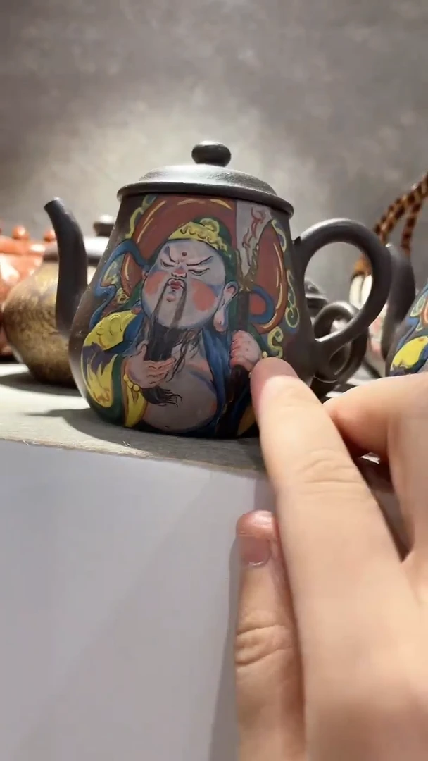 茶壶紫砂天青关公壶