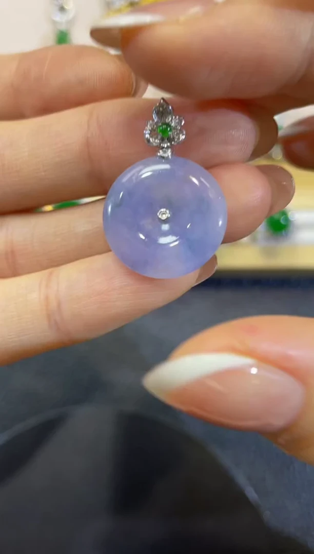 吊坠(不含链)18K金镶嵌翡翠2